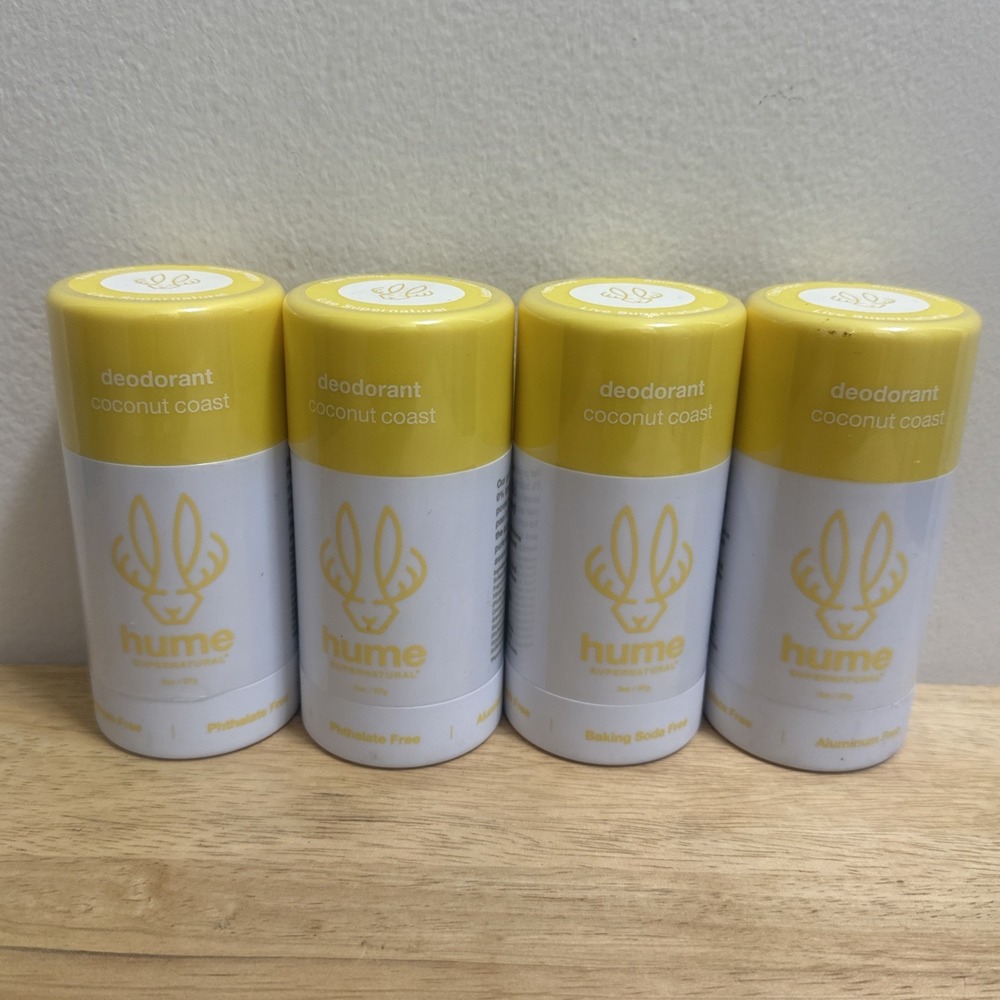 Hume Supernatural Coconut Coast Deodorant Unisex 4 Pack 2 oz Ea Aluminum Free